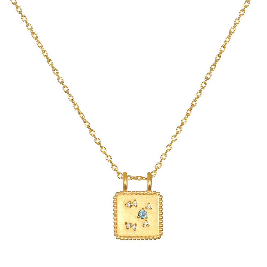 Gold Square Constellation Zodiac Necklace - December