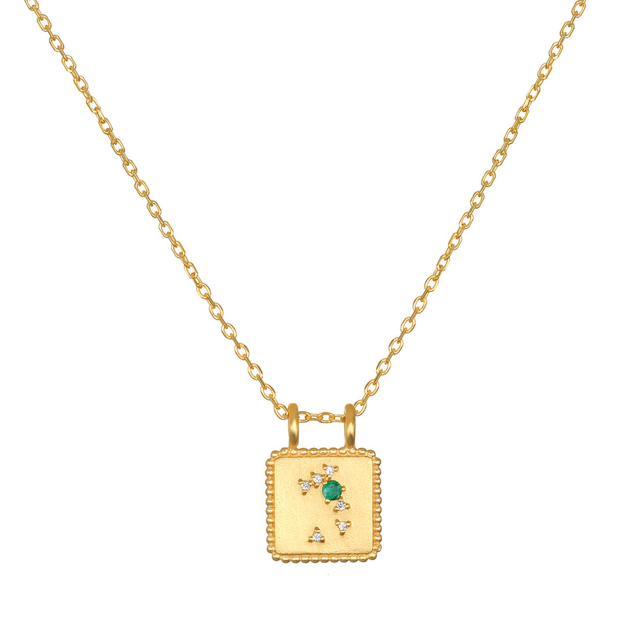 Gold Square Constellation Zodiac Necklace - May