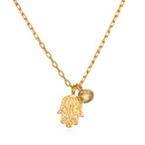 Hamsa Citrine Bezel Necklace