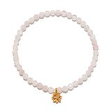 White Topaz Lotus Rose Quartz Beaded Bracelet