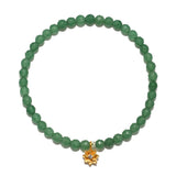White Topaz Lotus Green Aventurine Beaded Bracelet
