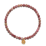 White Topaz Lotus Rhodonite Beaded Bracelet