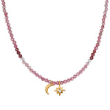 Celestial Pink Tourmaline Beaded Necklace
