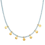 Multi Coin Aquamarine Beaded Necklace