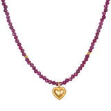 Heart Ruby Beaded Necklace