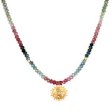 White Topaz Sun Multi Tourmaline Beaded Necklace