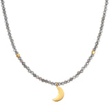 Crescent Moon Labradorite Beaded Necklace