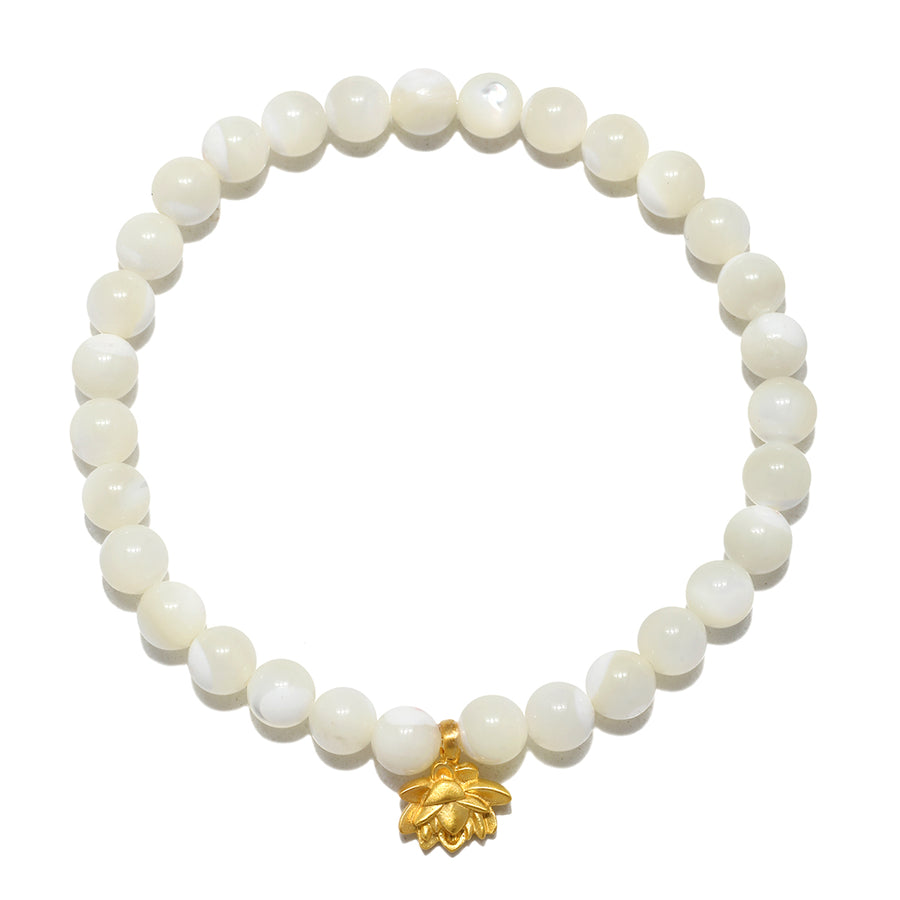 Mother of pearl Lotus Stretch Bracelet