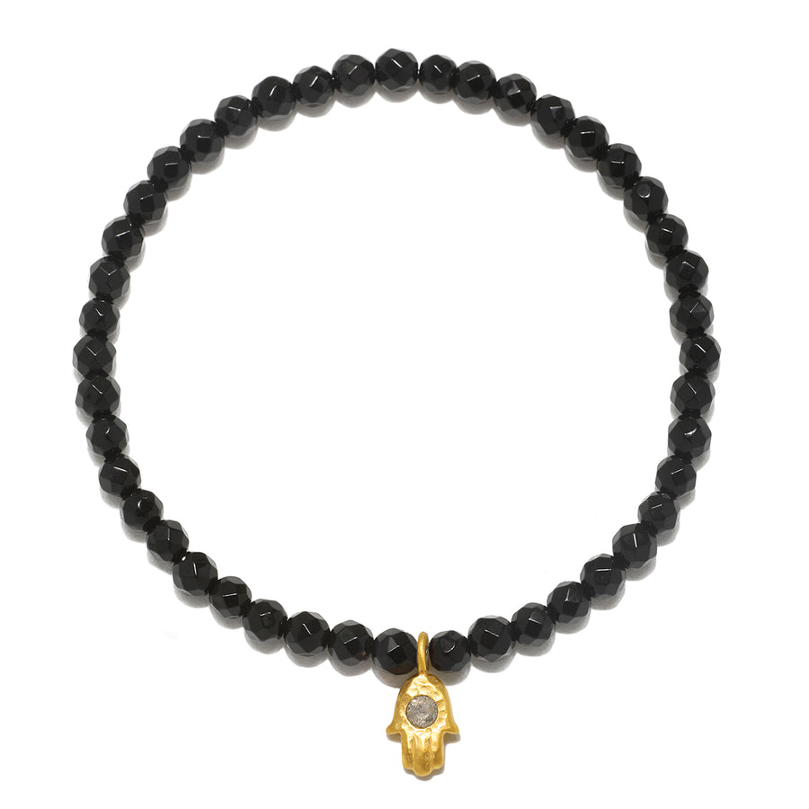Black Onyx Hamsa Stretch Bracelet
