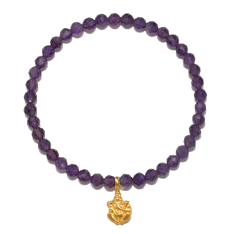 Amethyst Ganesha Stretch Bracelet