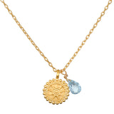 Mini Coin Mandala Aquamarine Gold Necklace