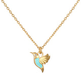 Turquoise Enamel Hummingbird Necklace