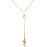 Lotus Petal White Topaz Lariat Necklace