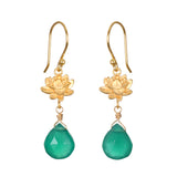 Lotus Green Onyx Drop Earrings