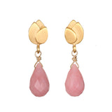 Lotus Drop Pink Opal Earrings