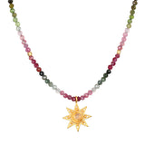 Multi Tourmaline Star Beaded Necklace
