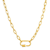 A detailed view of the New Beginnings Lotus Charm Holder Necklace, emphasizing the unique carabiner locking mechanism. This piece of spiritual jewelry symbolizes transformation and renewal, making it ideal for meditation and manifestation rituals.