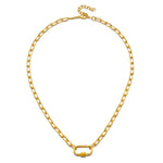 New Beginnings Lotus Charm Holder Necklace displayed on a white background, showcasing its elegant chain-link design. This spiritual jewelry piece symbolizes new beginnings and transformation, perfect for meditation and meaningful manifestations in your life.