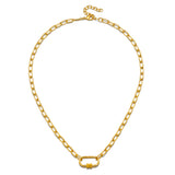 New Beginnings Lotus Charm Holder Necklace displayed on a white background, showcasing its elegant chain-link design. This spiritual jewelry piece symbolizes new beginnings and transformation, perfect for meditation and meaningful manifestations in your life.