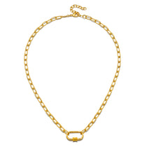 New Beginnings Lotus Charm Holder Necklace displayed on a white background, showcasing its elegant chain-link design. This spiritual jewelry piece symbolizes new beginnings and transformation, perfect for meditation and meaningful manifestations in your life.
