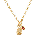 Ganesha and Garnet Toggle Necklace