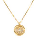 Evil Eye White Topaz Coin Necklace