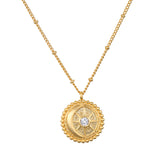 White Topaz Moon Coin Necklace