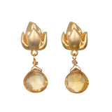 Lotus Citrine Drop Earrings