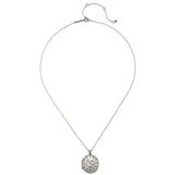 The Mother Moon Silver Locket Necklace displayed on a flat surface, highlighting its intricate design. This spiritual jewelry piece embodies the power of the moon and serves as a meaningful charm for meditation, protection, and nurturing one’s zodiac essence.