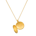The back view of the Mother Moon Gold Locket Necklace, illustrating its intricate design, making it a meaningful piece of spiritual jewelry for protection and meditation.