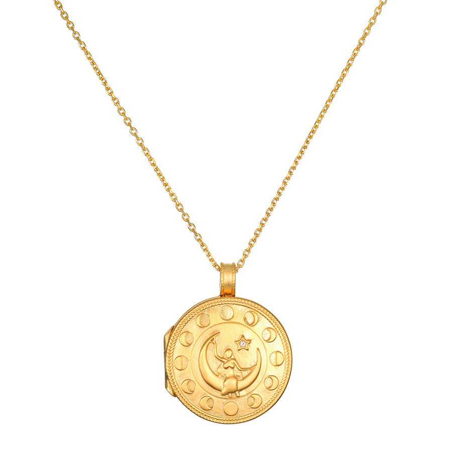 Moon locket necklace deals