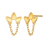 Bloom of Hope Lotus Chain Earrings feature three gold-plated lotus petals connected by a delicate chain, symbolizing new beginnings and spiritual growth. Ideal for meditation and manifestation, this piece embodies meaningful charm and protection, perfect for yoga enthusiasts and zodiac lovers.
