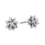Soul Renewal Silver Lotus Earrings showcasing a beautiful lotus flower design with white topaz accents, symbolizing new beginnings and potential. These spiritual jewelry pieces serve as a perfect talisman for meditation and manifestation, connecting you to your zodiac energies while embodying protection and meaningful charm in your everyday look.