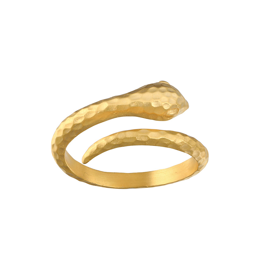 Snake Hammered Adjustable Gold Ring