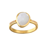 Moonstone & White Topaz Ring- Size 7