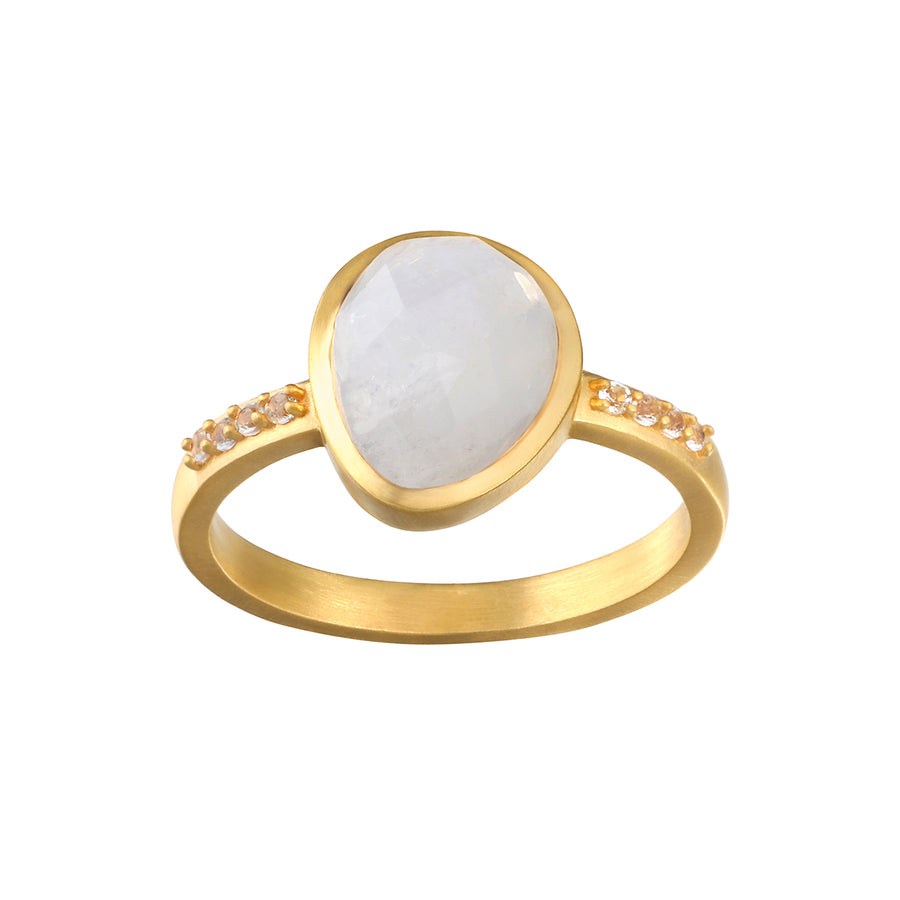 Moonstone & White Topaz Ring- Size 7