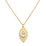 White Topaz Leaf Necklace
