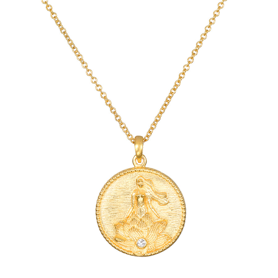 Lotus White Topaz Coin Necklace