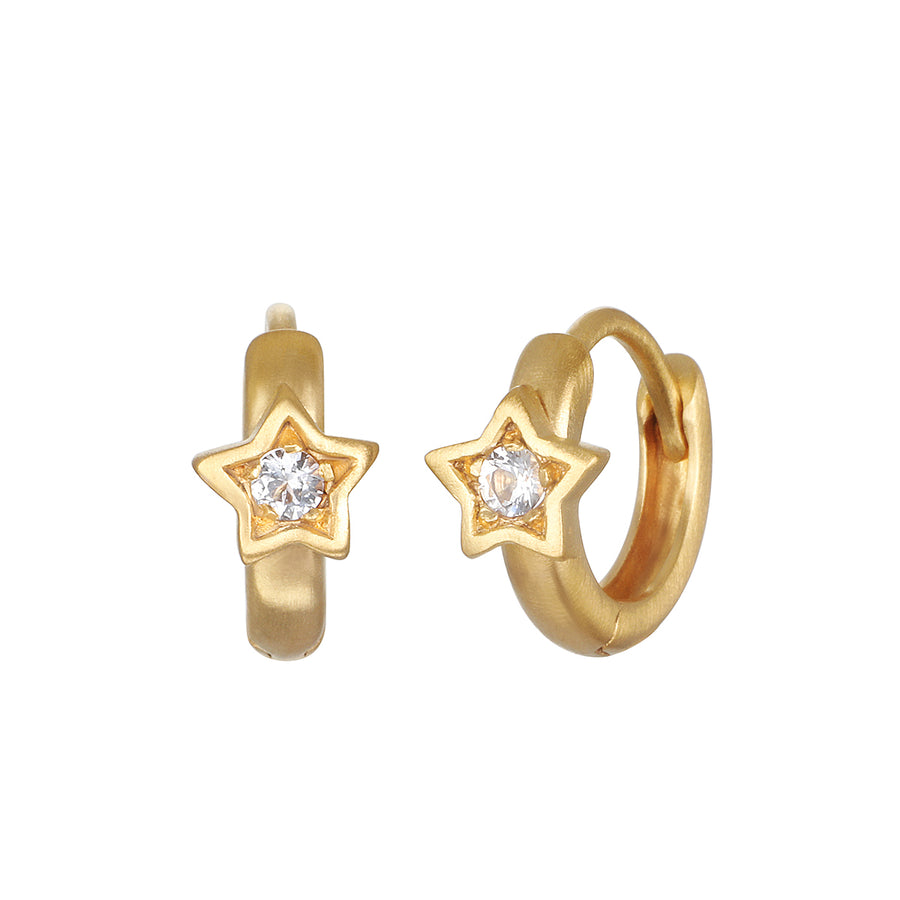 White Topaz Star Mini Huggie Hoops