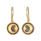 Black and Gold Celestial Coin Earrings