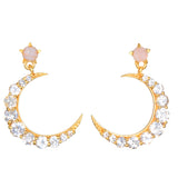 White Topaz Moon Earrings