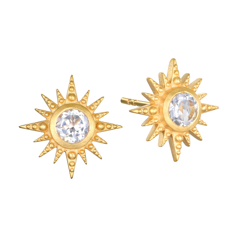 White Topaz Star Studs