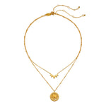 Close-up of the Intention of Infinite Potential Necklace Set, highlighting its golden lotus design and intricate layering, perfect for those seeking spiritual meaning and connection during reflection and manifestation.
