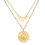 Intention of Infinite Potential Necklace Set featuring a gold lotus pendant and a delicate layering chain, symbolizing growth and transformation. Ideal spiritual jewelry for meditation and meaningful manifestation.