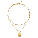 Intention of Guidance Necklace Set displayed against a white background, highlighting its dual layered structure and circular pendant, symbolizing spiritual jewelry and meditation for personal meaning and manifestation.
