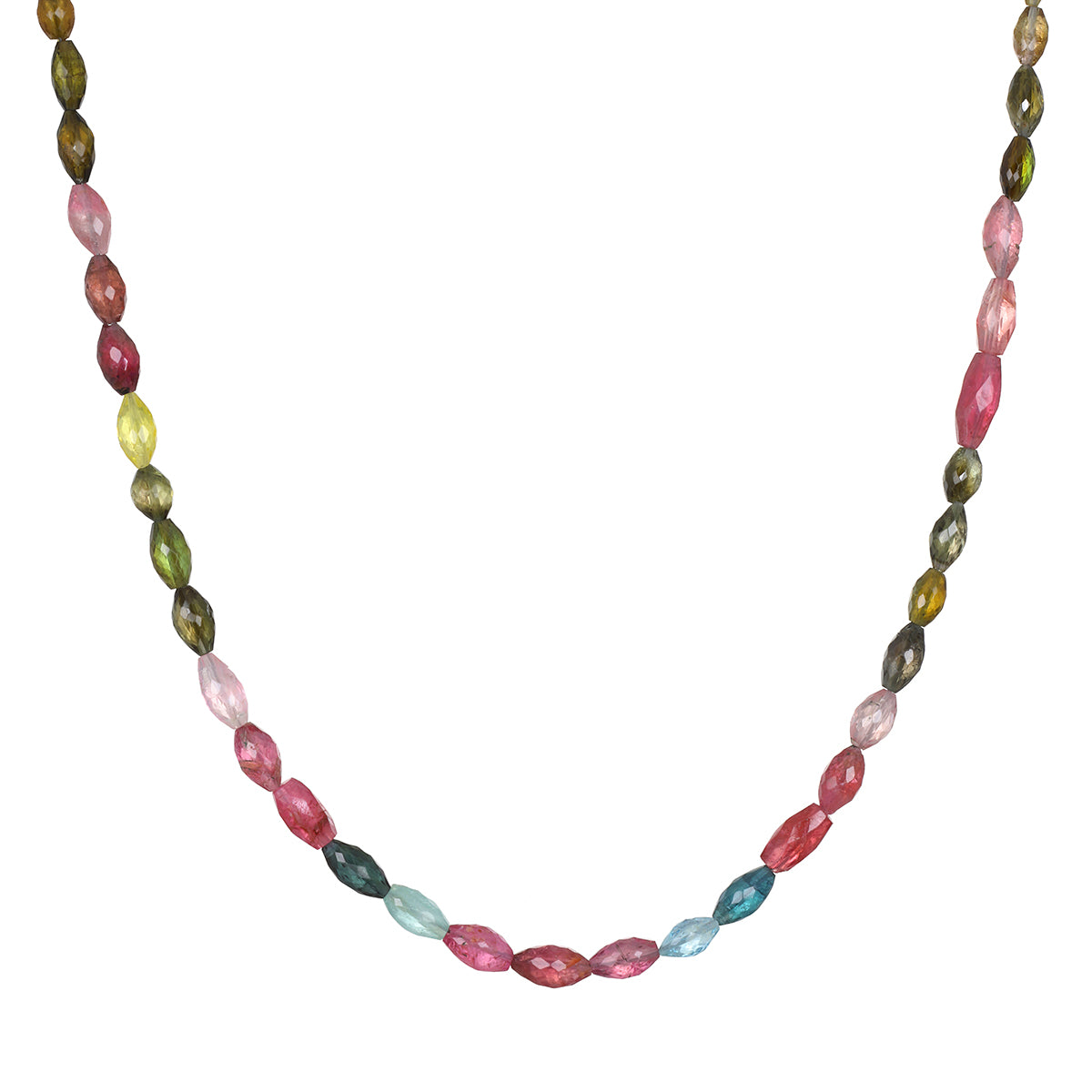 Awaken to Peace 14kt Gold Tourmaline Necklace featuring multi-hued tourmaline beads, embodying spiritual jewelry for meditation and as a talisman, perfect for zodiac enthusiasts and yogis seeking meaningful protection in their journey of manifestation.