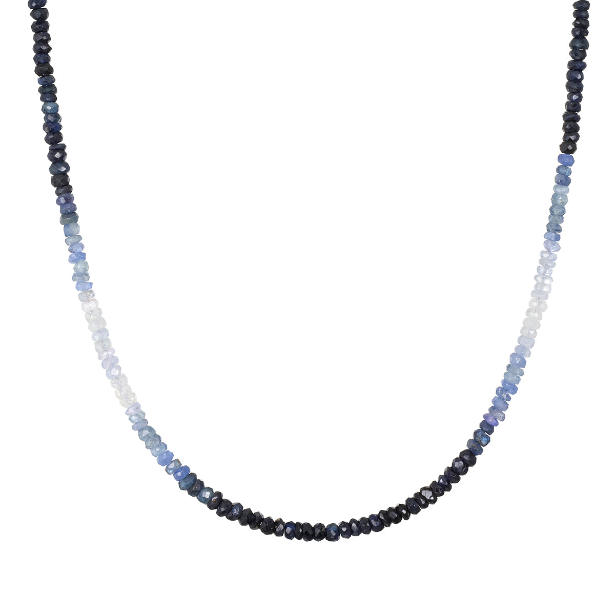 Shades of Love 14kt Gold Sapphire Necklace showcasing an exquisite ombré effect with sapphire gemstones, perfect for spiritual jewelry and meditation. This piece is not just jewelry; it's a talisman that embodies the meaning of trust and protection, perfect for yoga and manifestation practices.