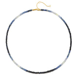 Shades of Love 14kt Gold Sapphire Necklace featuring an ombré effect with varying shades of precious sapphire gemstones. This exquisite piece embodies spiritual jewelry designed for meditation and serves as a talisman of protection and love, perfect for yoga enthusiasts and those seeking meaningful adornments for manifestation.