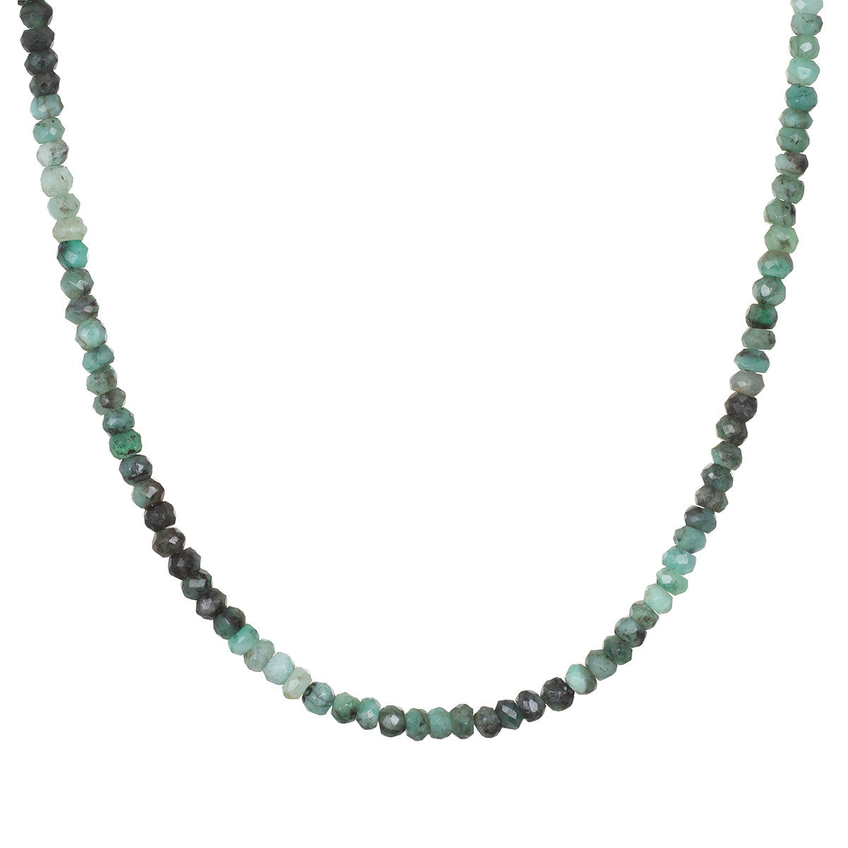 Shades of Wisdom 14kt Gold Emerald Necklace featuring varying shades of emerald gemstones, ideal for spiritual jewelry and meditation. This beautiful talisman reflects the qualities of wisdom and abundance, perfect for yoga, meaning, and manifestation enthusiasts.