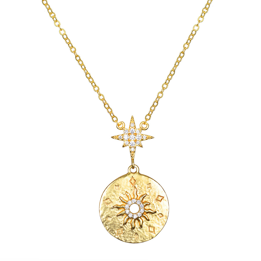Celestial Coin CZ Necklace